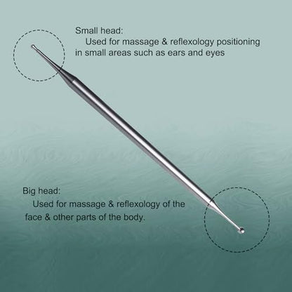 BYYDDIY Stainless Steel Dual Head Facial Reflexology Tools, Ear Massage Tool, Body Point Probe Pen & Trigger Point Massager Tool for Deep Tissue (P-S)
