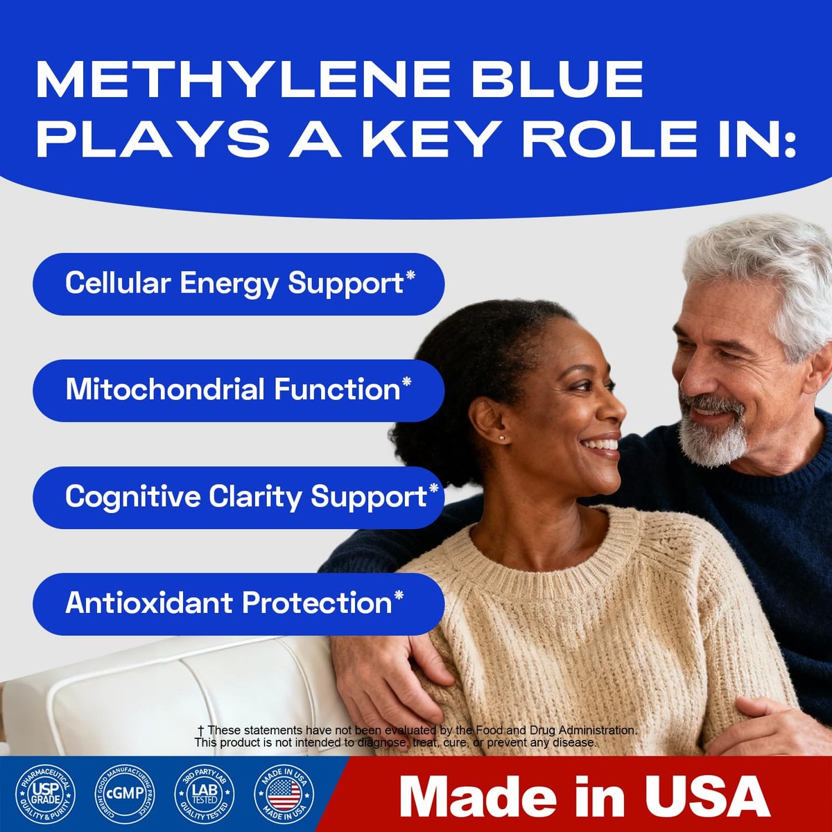Bluesun Methylene Blue Capsules - Supplement with Vitamin C Ester, 90 Capsules, Pharmaceutical USP Grade, Third-Party Tested, Manufactured in The USA - görsel 15