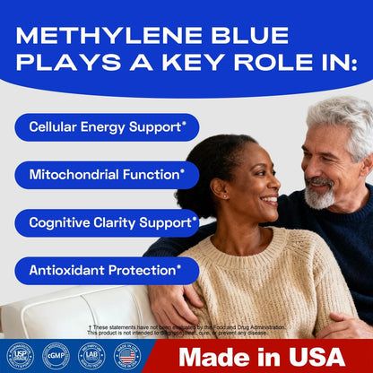 Bluesun Methylene Blue Capsules - Supplement with Vitamin C Ester, 90 Capsules, Pharmaceutical USP Grade, Third-Party Tested, Manufactured in The USA