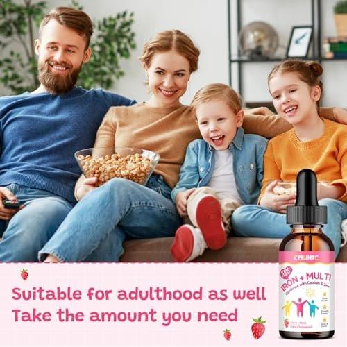 Liquid Iron Supplement for Kids, Women & Men - with Calcium, Zinc, Kids Multivitamin with Iron Drops - Immune Support, Blood Builder & Energy Support for Iron Deficiency, Anemia, Vegan 2 Fl Oz - görsel 7
