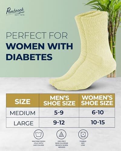 Pembrook Womens Diabetic Socks Size 9-11, Soft Diabetic Crew Socks for Women & Men, Non Binding Socks for Swollen Feet, Socks for Diabetics Women, Bamboo Viscose Comfort Socks, Pastel Colors 6 Pairs - görsel 8