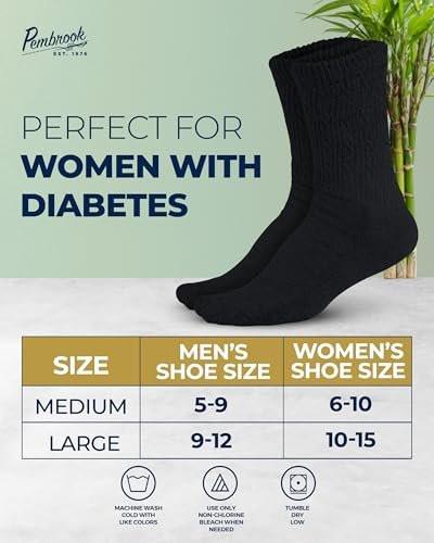 Pembrook Womens Diabetic Socks Size 9-11, Diabetic Crew Socks for Women & Men, Non Binding Socks for Swollen Feet, Bamboo Viscose Breathable Socks, Everyday Comfort Socks, Earth Tones 6 Pairs - görsel 5