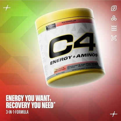 Cellucor C4 Energy + Aminos Powder, 5g BCAAs – 3 Electrolytes for Hydration: Stay hydrated and maintain peak – Image 15