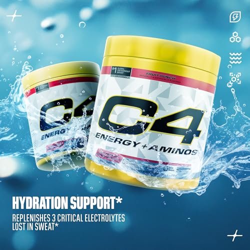 C4 Energy + Aminos Powder, 5g BCAAs & EAAs for Muscle Recovery, 3 Electrolytes for Hydration, 100mg Natural Caffeine, Pre Workout, Zero Sugar, 30 Servings, Fruit Punch - görsel 10