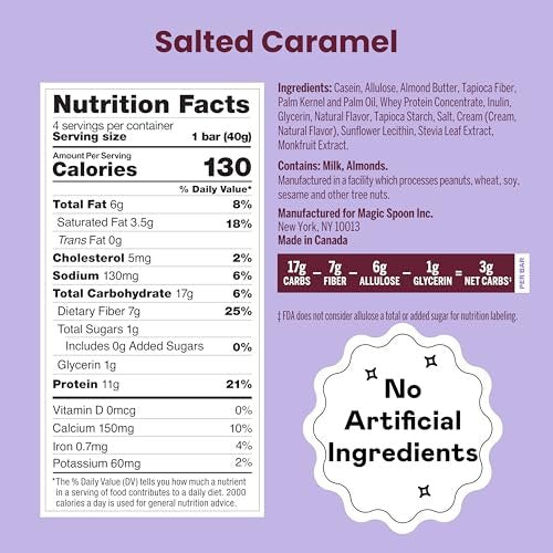 Magic Spoon Treats - 8 High Protein Bars, Salted Caramel - High Protein Gluten Free Snack - Sugar Free & Gluten Free Protein Cereal Bar - Low Carb & Keto Friendly - Healthy Snacks for Adults - görsel 8
