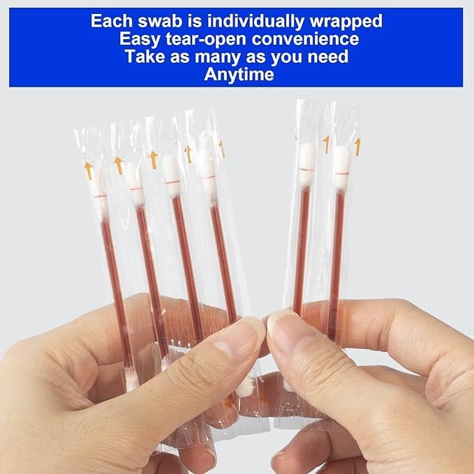 Povidone Iodine Swabsticks, 100 Count, Individually Wrapped with Snap-Release Solution, Skin Prep Swabs for First Aid Kits, Wound Care & Travel with PP Storage Case - görsel 2