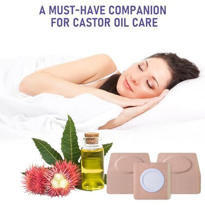 40Pcs Disposable Castor Oil Belly Button Patch | 3.15"*3.15" Highly Absorbent | Self-Adhesive Castor Oil Pack Wrap for Neck/Shoulders/Knees | No Wash | Organic Cotton | Anti-Seepage