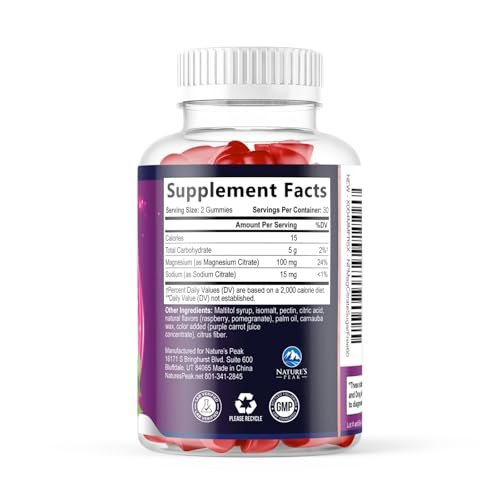 Magnesium Citrate Supplement Gummies Sugar-Free, High Absorption Magnesium Gummy Supplements for Women & Men, Supports Sleep, Heart Health, Bones and Muscles, for Relaxation & Digestion - 60 Gummies - görsel 10