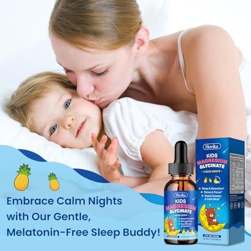 Kids Magnesium Glycinate Liquid with L-Theanine Omega-3, Vitamin B6, D3, Zinc, Magnesium Liquid Drops for Kids Sleep, Relaxation, Calm & Focus, 2 Fl Oz Pineapple Flavor - görsel 6
