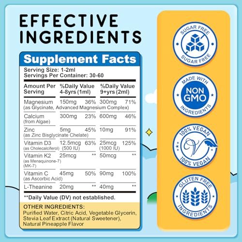 Kids Magnesium Glycinate Liquid Drops, – 2-Pack Value: Two bottles provide a two-month supply (based on – Image 8