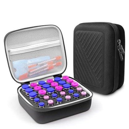 Krypthos 30 Slots Insulin Vial Protector Case – Black, EVA Hard Shell Organizer for Diabetics, Fits 1ml/3ml/5ml/10ml Vials, No Ice Pack