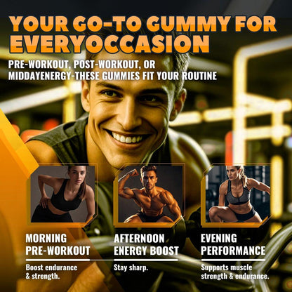 GlucoBio Creatine Monohydrate Gummies (5g) – Pre-Workout Energy & Muscle Growth Support for Men & Women | Orange Electrolyte Gummies (135 Count)