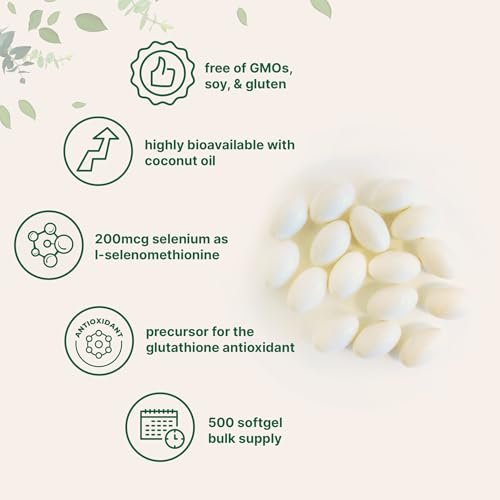Micro Ingredients Selenium Supplements for Women & Men 200mcg, 500 Softgels with Coconut Oil | Essential Trace Mineral as Selenomethionine | Antioxidant for Energy, Heart, & Immune Support - görsel 6