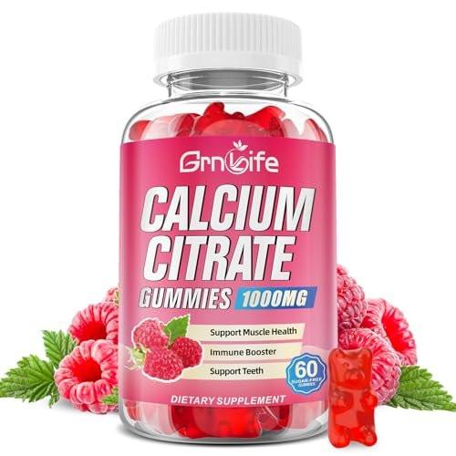 Calcium Citrate Gummies, Sugar Free Calcium Citrate 1000mg for Muscle Healthy, Absorption Calcium Supplements for Adults & Kids, Raspberry, 60 Count - görsel 12