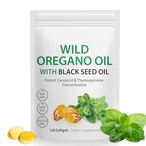 Oil of Oregano Softgels, 120 Count 2 in 1 6000mg Oil of Oregano with Black Seed Oil 200mg, Plant Based, Organic Oregano Oil Supplement Capsules, Non-GMO & Immune Support - görsel 2
