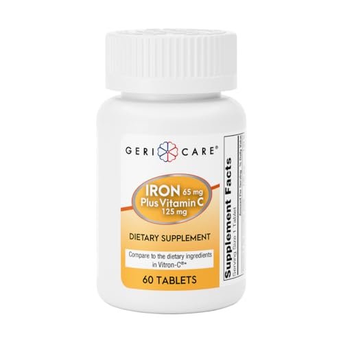 GeriCare Iron 65mg Plus Vitamin C 125mg Tablets – High-Absorption Iron for Anemia Support, Red Blood Cell Production, Fatigue Reduction, and Immune Health – 60 Count - görsel 10