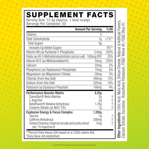 C4 Sport Pre Workout Powder - Jolly Rancher Green Apple - NSF Certified for Sport - 200mg Caffeine + Creatine + Beta-Alanine - Electrolytes and Energy Supplement - 20 Servings - görsel 12
