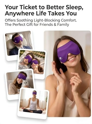 Sleep Mask for Side Sleepers: Lash Extensions 3D Contoured Eye Mask – Airplane Travel Essential, Zero-Pressure Light Blackout Eye Mask for Women – Soft Night Blindfold for Long Flights (Purple)