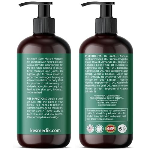 Sore Muscle Massage Oil for Massage Therapy with Arnica, Eucalyptus & Tea Tree Oil Blend for Deep Muscle Relief, Recovery, Softens Skin & Anti-Cellulite Massage for Professional & Home Use - görsel 14