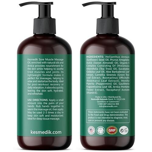 Sore Muscle Massage Oil for Massage Therapy with Arnica, Eucalyptus & Tea Tree Oil Blend for Deep Muscle Relief, Recovery, Softens Skin & Anti-Cellulite Massage for Professional & Home Use, 2-Pack - görsel 8