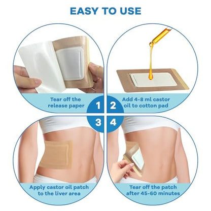32 Pcs Castor Oil Pack Wrap, Disposable – Dimensions: 5.1" x 3.9" (13 cm x 10 cm) – Image 7