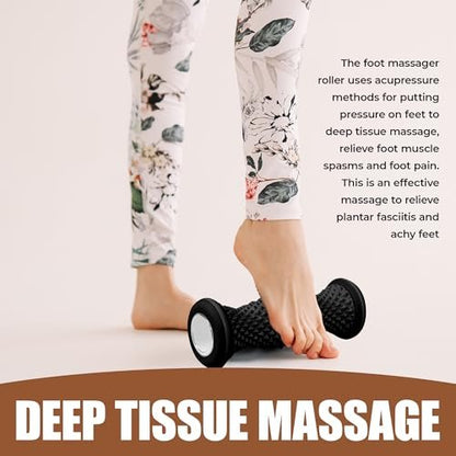 Foot Massager Roller - Portable Arch & Plantar Fasciitis Relief Tool - Deep Tissue Muscle Massage Roller for Feet, Calf, Heel Pain