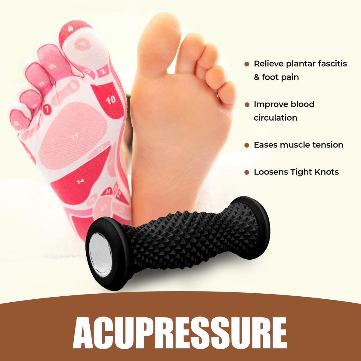 Foot Massager Roller - Portable Arch & Plantar Fasciitis Relief Tool - Deep Tissue Muscle Massage Roller for Feet, Calf, Heel Pain - görsel 5