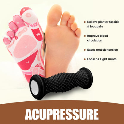 Foot Massager Roller - Portable Arch & Plantar Fasciitis Relief Tool - Deep Tissue Muscle Massage Roller for Feet, Calf, Heel Pain