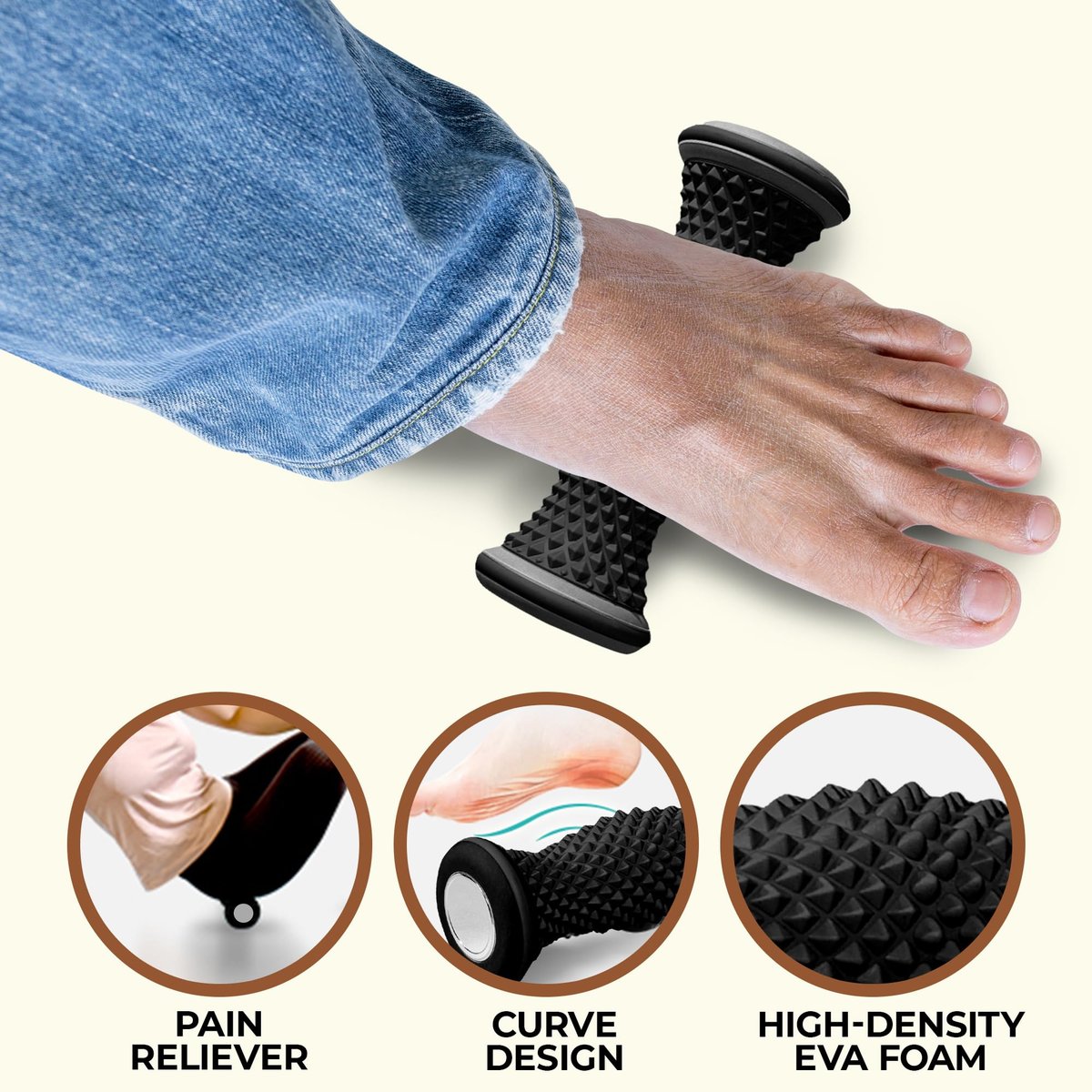 Foot Massager Roller - Portable Arch & Plantar Fasciitis Relief Tool - Deep Tissue Muscle Massage Roller for Feet, Calf, Heel Pain - görsel 15