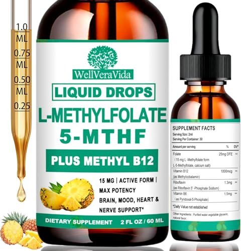 Methylfolate Supplement for Adult & Kids, L Methyl Folate 15mg Plus Methyl B12 B6 B2 Multivitamin, Metabolically Active 5-MTHF Form for Mood Homocysteine Methylation Cognition Energy Nerve Health* - görsel 8