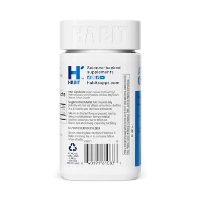 Habit Magnesium Sleep & Recover Supplement, Magnesium Glycinate, Vitamin B6, Lemon Balm, 60 Capsules