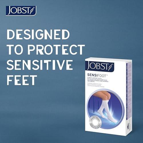 JOBST SensiFoot Diabetic Compression Socks for Men and Women 8-15 mmHg with Seamless Toe and Moisture Management - Extra Padding in Toe, Foot, and Heel Area - Knee High - Closed Toe - White, X-Large - görsel 9