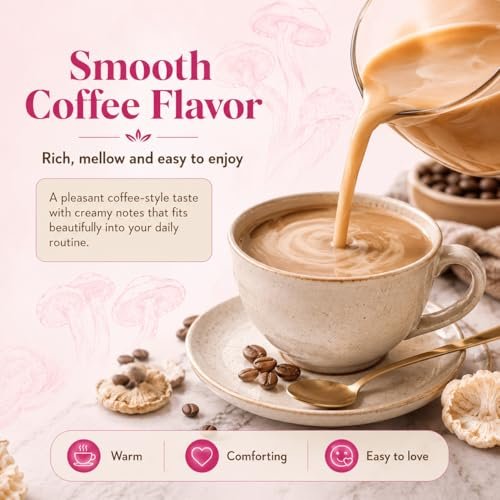 Suiyilary Mushroom Coffee with Collagen, 10 Mushroom Extract Powder Blend Lion's Mane, Brain Supplements with Instant Coffee for Energy, Focus, Skin and Immunity 150g 30 Serving - görsel 14
