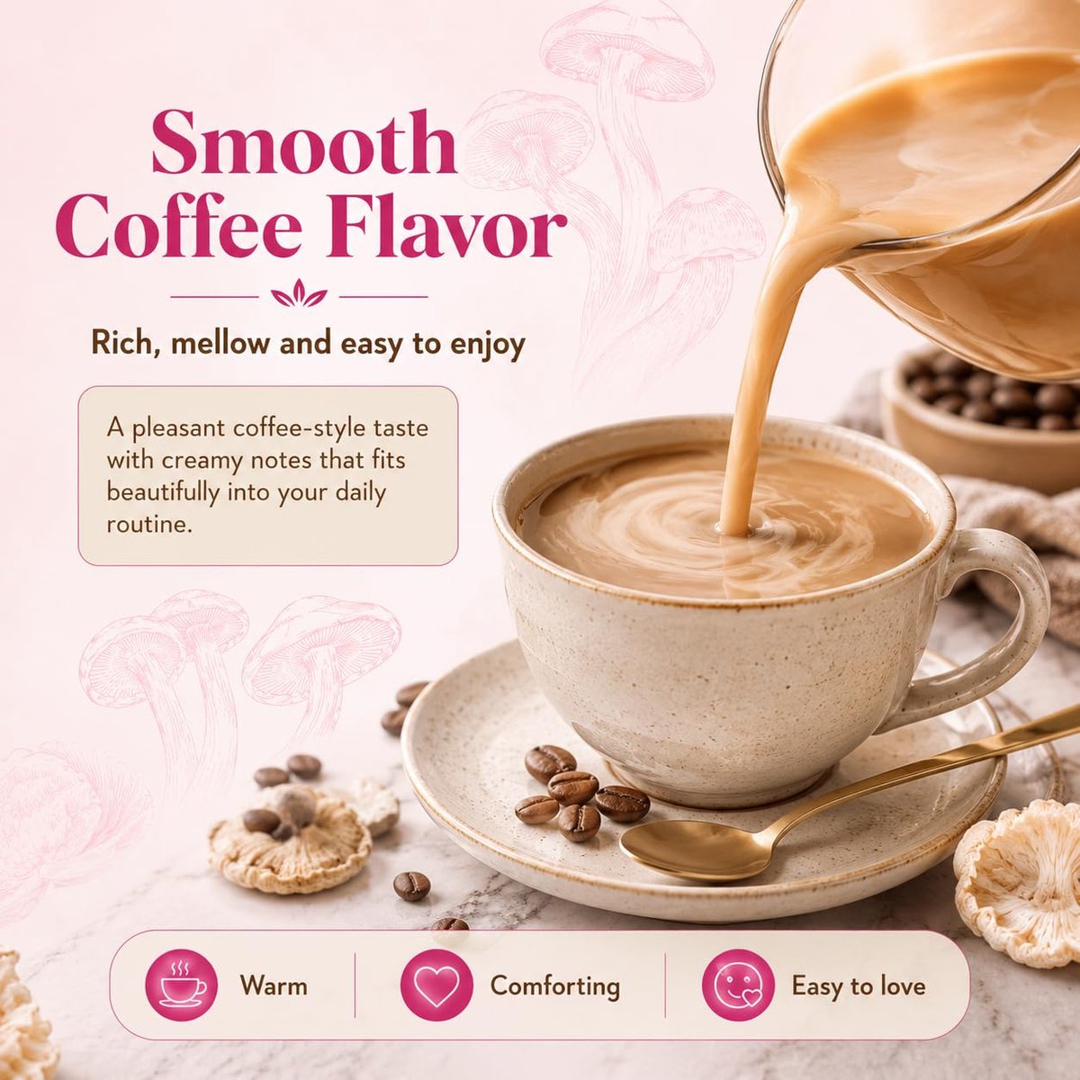 Suiyilary Mushroom Coffee with Collagen, 10 Mushroom Extract Powder Blend Lion's Mane, Brain Supplements with Instant Coffee for Energy, Focus, Skin and Immunity 150g 30 Serving - görsel 13