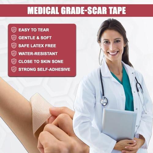 WROLY Silicone Scar Sheets, Keloid Scars Tape, Silicone Scar Tape for Surgical Scars, Keloid Bump Removal, C-Section Silicone Scar Removal Strips for Surgical, Tummy Tuck (1.5M) - görsel 5