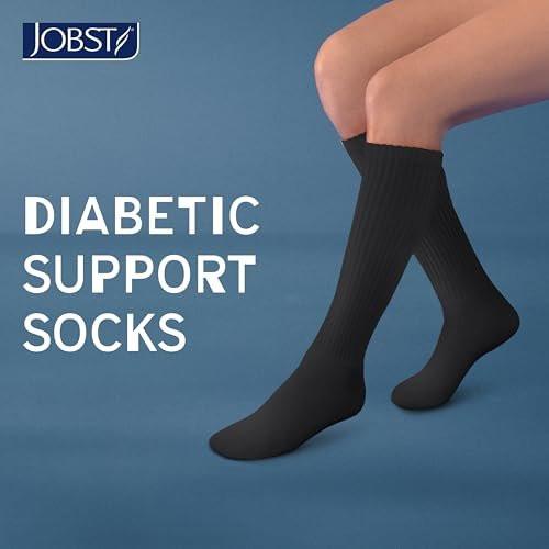 JOBST SensiFoot Diabetic Compression Socks for Men and Women 8-15 mmHg with Seamless Toe and Moisture Management - Extra Padding in Toe, Foot, and Heel Area - Knee High - Closed Toe - Black, Large - görsel 3