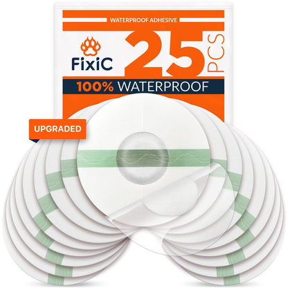 Fixic Freestyle Adhesive Patch 25 PCS – Good for Libre 1, 2, 3 & Plus – Enlite – Guardian – NO Glue in The Center of The Patch – Pre-Cut Back Paper – Long Fixation for Your Sensor! (Coffee)