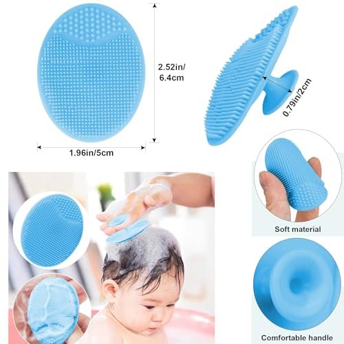Molylove Baby Hair Brush with Wooden Handle and Comb Set for Newborns & Toddlers | Natural Soft Goat Bristles | Wood Comb | Blue Cradle Cap Brush | Ideal for Cradle Cap (3 Piece) - görsel 2