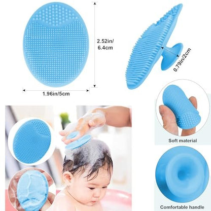 Molylove Baby Hair Brush with Wooden Handle and Comb Set for Newborns & Toddlers | Natural Soft Goat Bristles | Wood Comb | Blue Cradle Cap Brush | Ideal for Cradle Cap (3 Piece)