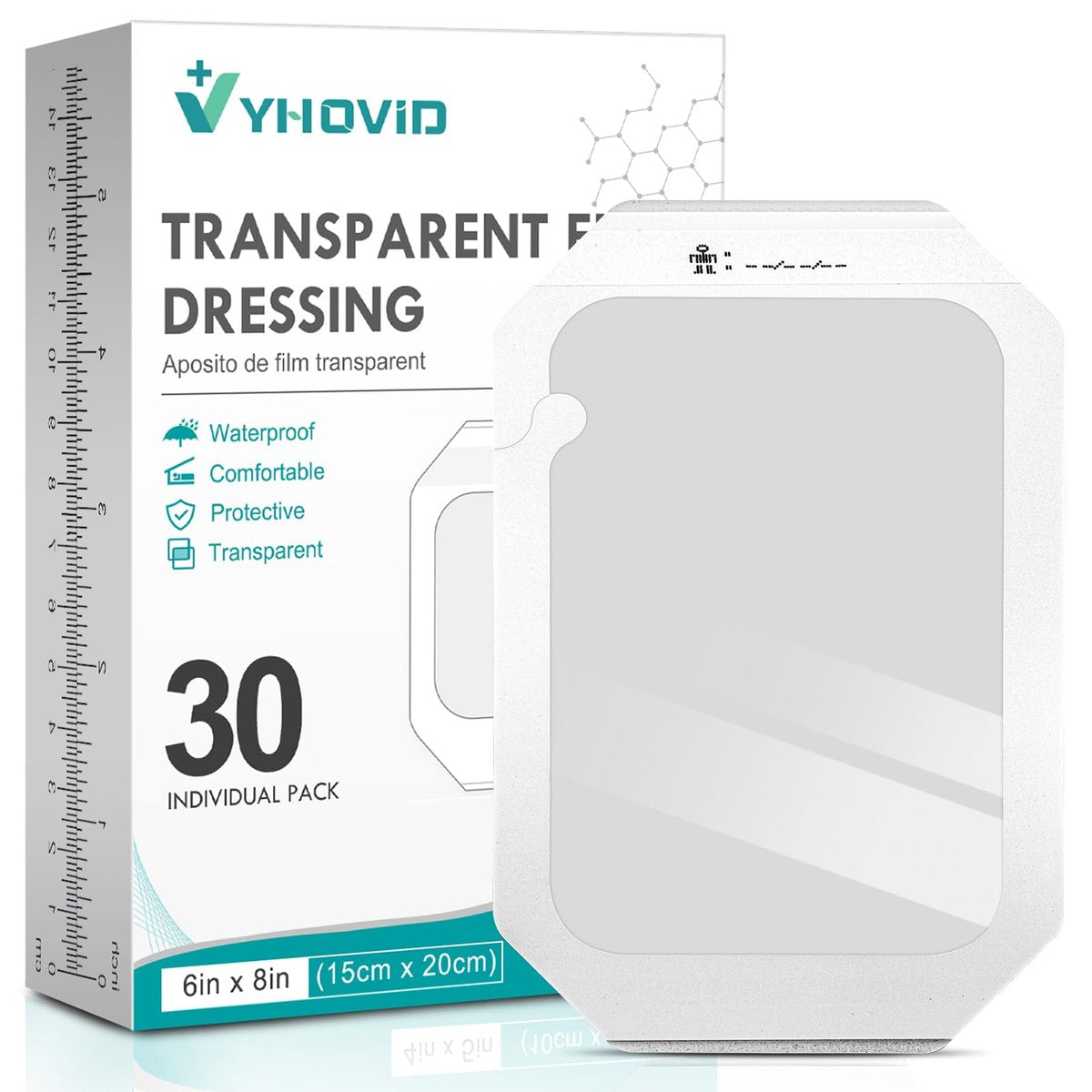 30 Packs Transparent Film Dressing 6'' x 8'' - Waterproof Bandages for Swimming, Showering, Wounds, Post Surgical Shower or IV Shield, Tattoo Aftercare Bandage, Scar Therapy, Adhesive Patches - görsel 1