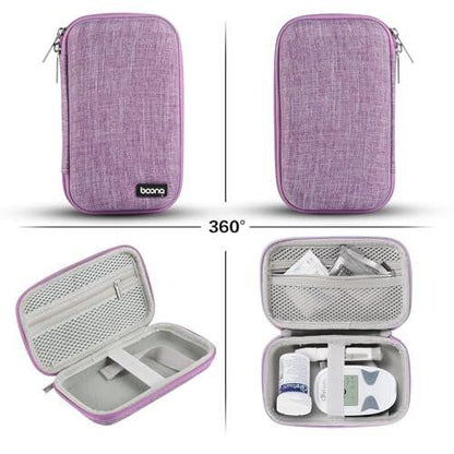 Diabetes Travel Case EVA Hard Shell Diabetic Supplies Bag Organizer for Blood Sugar Testing Kit, Glucose Monitor Kit with Meter, Glucose Test Strips, Lancets, Lancing Device, Alcohol Wipe (Purple)