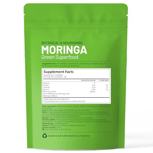 Pure Moringa Softgel, Moringa Leaf Extracts, 120 Day Supply, 30:1 Ultra-Concentrated Liposomal Tech 98% Absorption, Complete Green Superfood, for Energy, Skin, Immune & Gut Health - görsel 14