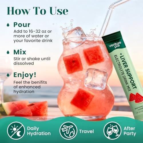 Venture Pal Hydration Packets + Liver Support - Liquid Daily IV Electrolyte Powder Packets with 7 Electrolytes & 5 Vitamins, Milk Thistle + L-Theanine | Sugar-Free | Keto Friendly | Vegan, 16 Sticks - görsel 7
