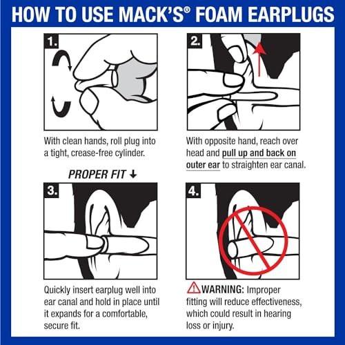 Mack’s Maximum Protection Soft Foam Earplugs – 40 Pair, 33 dB Highest NRR – Comfortable Ear Plugs for Sleeping, Snoring, Loud Concerts, Motorcycles and Power Tools | Made in USA - görsel 5