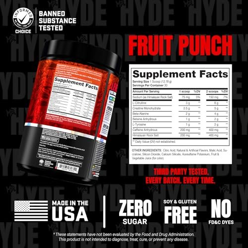 ProSupps Mr. Hyde Signature V2, Pre Workout Powder with Creatine, Beta Alanine & Caffeine - Performance, Energy & Endurance - Clean Fitness & Gym Supplements for Men & Women (Fruit Punch, 30 Servings) - görsel 11