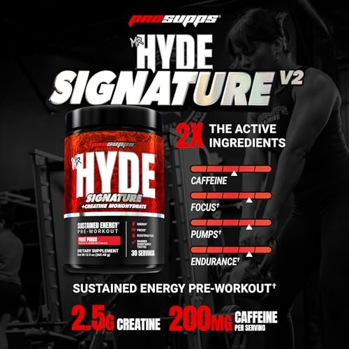 ProSupps Mr. Hyde Signature V2, Pre Workout Powder with Creatine, Beta Alanine & Caffeine - Performance, Energy & Endurance - Clean Fitness & Gym Supplements for Men & Women (Fruit Punch, 30 Servings) - görsel 5