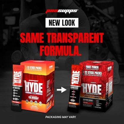 ProSupps Mr. Hyde Signature Pre Workout Drink Mix – Performance, Energy & Endurance with Creatine, Beta Alanine & Caffeine – Clean Gym Supplements for Men & Women (Fruit Punch, 12 On-The-Go Packets)