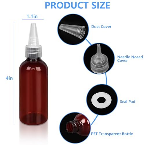 DTDNZKN 4 Pack 1 Oz (30ml) Amber Plastic Essential Oil Bottles with Funnel, Labels for Liquid Storage - No Droppers Needed - görsel 4