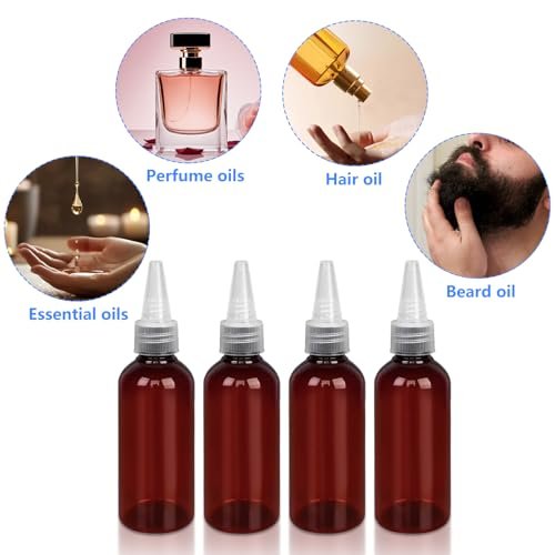 DTDNZKN 4 Pack 1 Oz (30ml) Amber Plastic Essential Oil Bottles with Funnel, Labels for Liquid Storage - No Droppers Needed - görsel 10
