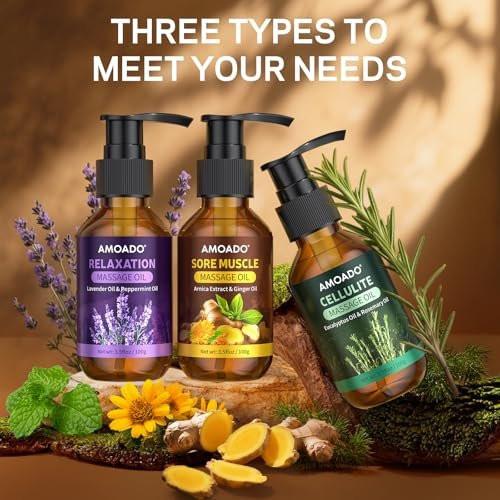 Massage Oil for Massage Therapy, Sore Muscle Massage Oils – 10.5oz, Arnica Oil, Anti Cellulite Eucalyptus, Lavender Essential Oils, Pain Relief & Spa-Quality Relaxation, Body Massage Oil Gifts Set - görsel 1